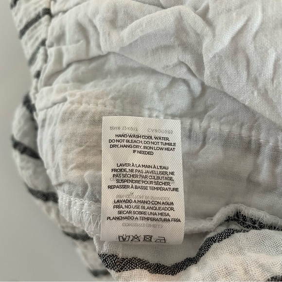 Onia White Striped Cotton Gauze Crinkled Drawstring Tapered Pants 20302 - Picture 7 of 10